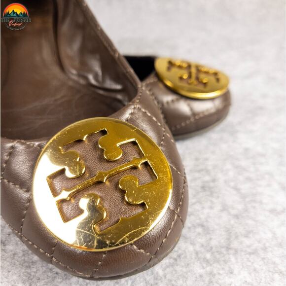 Tory Burch Quinn Ballet Flats Brown Leather Slip-On Quilted Women's Size 7.5 - Picture 14 of 14